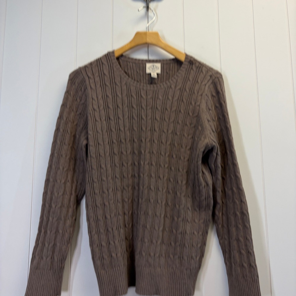 St Johns Bay Preppy Cable Knit Sweater Women Large Dark Academia Classic Comfy
